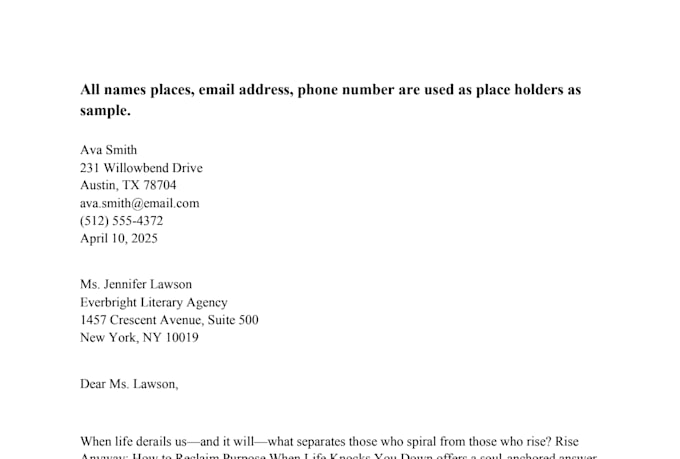write query letter to secure literary agent or publisher